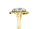 Yellow gold Oval Cut Halo Round Diamond Solitaire Ring with Pavé Band and Four-Prong Setting_5