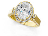 Yellow gold Oval Cut Halo Round Diamond Twist Band with Four-Prong Setting_16