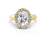 Yellow gold Oval Cut Halo Solitaire Engagement Ring with Square Band and Four-Prong Setting_160