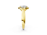 Yellow gold Oval Cut Halo Solitaire Engagement Ring with Square Band and Four-Prong Setting_162