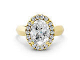 Yellow gold Oval Cut Halo Solitaire Engagement Ring with Square Band and Four-Prong Setting_66