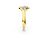 Yellow gold Oval Cut Halo Solitaire Engagement Ring with Square Band and Four-Prong Setting_68