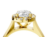 Yellow gold Oval Cut Halo Solitaire Engagement Ring with Square Band and Four-Prong Setting_70