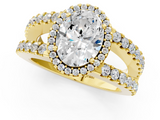 Yellow gold Oval Cut Halo Split Shank Diamond Ring with Four-Prong Setting_65