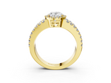 Yellow gold Oval Cut Halo Split Shank Diamond Ring with Four-Prong Setting_67