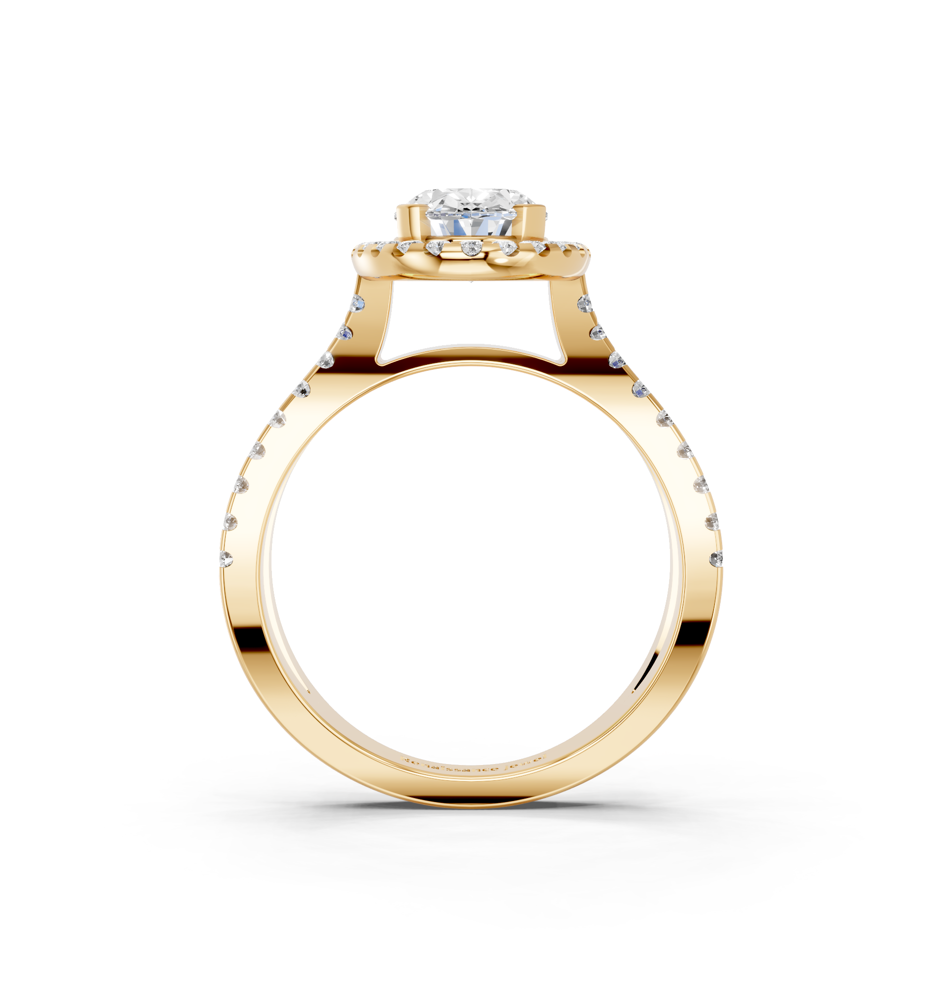 Yellow gold Oval Cut Halo Split Shank Pave Set Ring_32