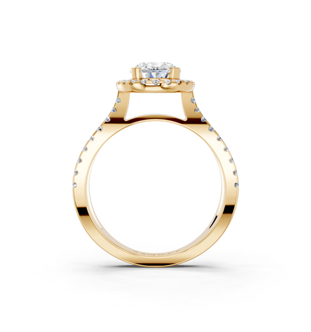 Yellow gold Oval Cut Halo Split Shank Pave Set Ring_32