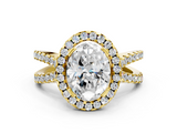 Yellow gold Oval Cut Halo Split Shank Pave Set Ring_72