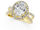 Yellow gold Oval Cut Halo Split Shank Pave Set Ring_73
