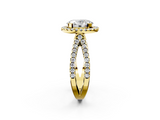 Yellow gold Oval Cut Halo Split Shank Pave Set Ring_74