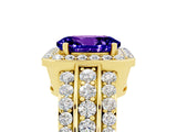 Yellow gold Oval Cut Halo Tanzanite Ring with Split Shank and Four-Prong Setting_5