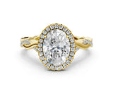 Yellow gold Oval Cut Halo Twist Band with Four-Prong Setting_15