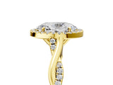 Yellow gold Oval Cut Halo Twist Band with Four-Prong Setting_20