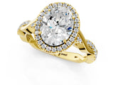 Yellow gold Oval Cut Halo Twist Band with Four-Prong Setting_4