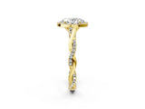 Yellow gold Oval Cut Halo Twist Band with Four-Prong Setting_5