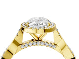 Yellow gold Oval Cut Halo Twist Band with Four-Prong Setting_7