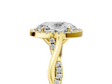 Yellow gold Oval Cut Halo Twist Band with Four-Prong Setting_8