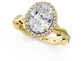 Yellow gold Oval Cut Halo Twisted Band Four-Prong Ring_34