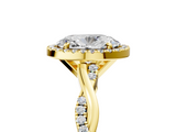 Yellow gold Oval Cut Halo Twisted Band Four-Prong Ring_38