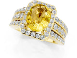 Yellow gold Oval Cut Halo Yellow Sapphire Ring with Split Shank and Four-Prong Setting_25