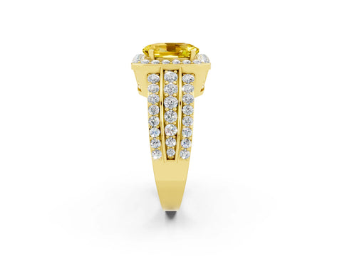 Yellow gold Oval Cut Halo Yellow Sapphire Ring with Split Shank and Four-Prong Setting_26