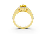 Yellow gold Oval Cut Halo Yellow Sapphire Ring with Split Shank and Four-Prong Setting_27