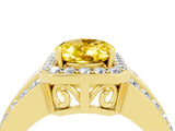 Yellow gold Oval Cut Halo Yellow Sapphire Ring with Split Shank and Four-Prong Setting_28