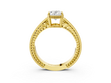 Yellow gold Oval Cut Milgrain Channel Set Engagement Ring with Solitaire Prong Setting_97