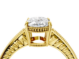 Yellow gold Oval Cut Milgrain Channel Set Engagement Ring with Solitaire Prong Setting_98