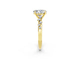 Yellow gold Oval Cut Moissanite Cluster Side Stone Solitaire Ring with Prong Setting_26