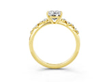 Yellow gold Oval Cut Moissanite Cluster Side Stone Solitaire Ring with Prong Setting_27