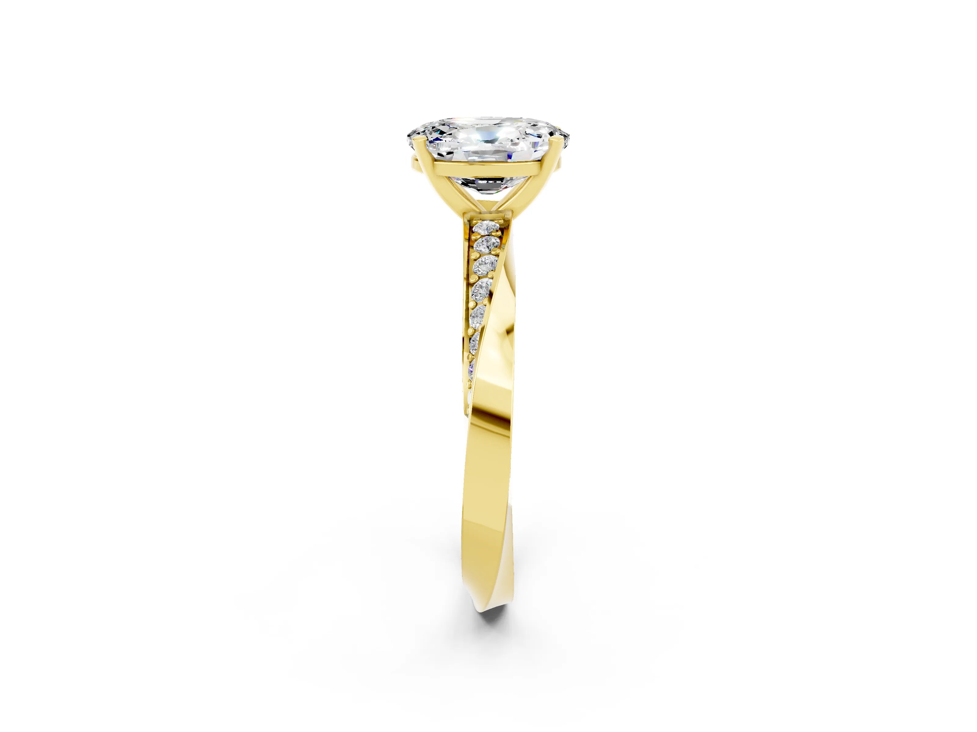 Yellow gold Oval Cut Moissanite Engagement Ring with Side Stone Accents and Four-Prong Setting_29