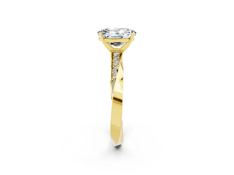 Yellow gold Oval Cut Moissanite Engagement Ring with Side Stone Accents and Four-Prong Setting_29