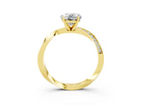 Yellow gold Oval Cut Moissanite Engagement Ring with Side Stone Accents and Four-Prong Setting_30