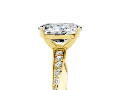 Yellow gold Oval Cut Moissanite Engagement Ring with Side Stone Accents and Four-Prong Setting_32