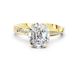 Yellow gold Oval Cut Moissanite Engagement Ring with Side Stone Accents and Four-Prong Setting_60
