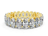 Yellow gold Oval Cut Moissanite Eternity Band with Shared Prong Setting