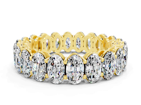 Yellow gold Oval Cut Moissanite Eternity Band with Shared Prong Setting