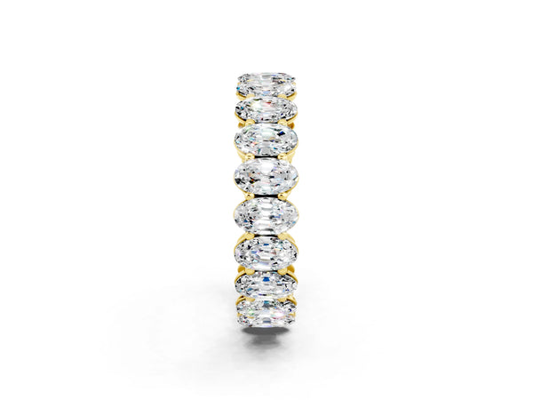 Yellow gold Oval Cut Moissanite Eternity Band with Shared Prong Setting