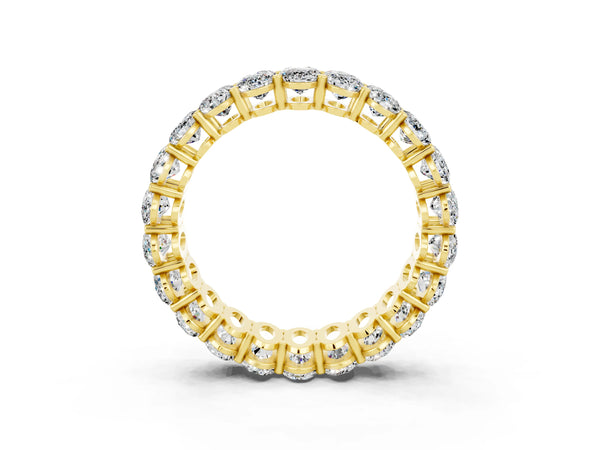 Yellow gold Oval Cut Moissanite Eternity Band with Shared Prong Setting