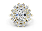 Yellow gold Oval Cut Moissanite Floral Double Halo Engagement Ring with Prong Setting_78
