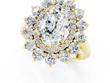 Yellow gold Oval Cut Moissanite Floral Double Halo Engagement Ring with Prong Setting_79