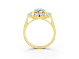 Yellow gold Oval Cut Moissanite Floral Double Halo Engagement Ring with Prong Setting_81