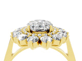 Yellow gold Oval Cut Moissanite Floral Double Halo Engagement Ring with Prong Setting_82