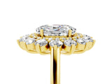 Yellow gold Oval Cut Moissanite Floral Double Halo Engagement Ring with Prong Setting_83