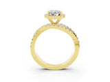 Yellow gold Oval Cut Moissanite Halo Ring with Round Split Shank and Prong Setting_51