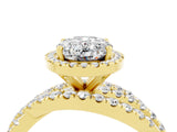 Yellow gold Oval Cut Moissanite Halo Ring with Round Split Shank and Prong Setting_52