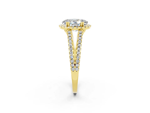Yellow gold Oval Cut Moissanite Halo Split Shank Engagement Ring_14