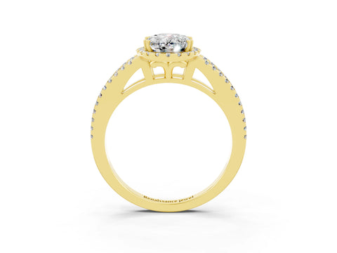 Yellow gold Oval Cut Moissanite Halo Split Shank Engagement Ring_15