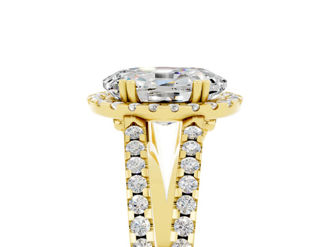 Yellow gold Oval Cut Moissanite Halo Split Shank Engagement Ring_17